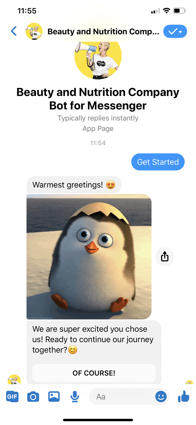 Loyal customer challenge Messenger bot screenshot