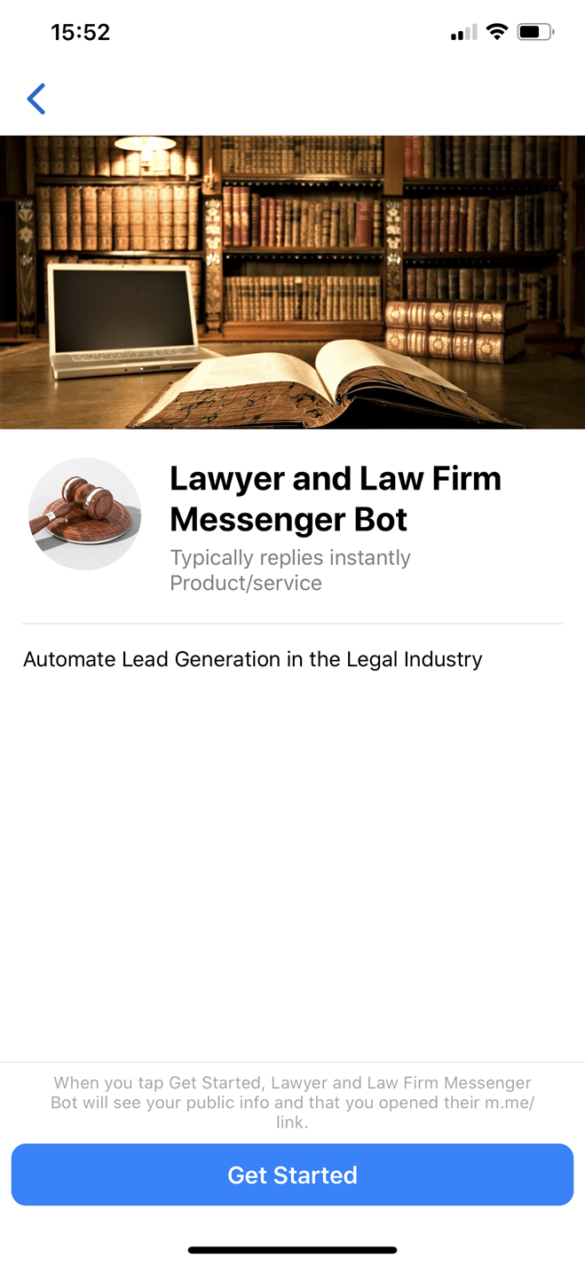 Lawyers and Law Firms Messenger bot screenshot