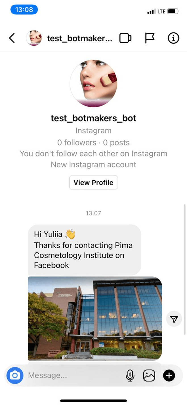 Training organization Messenger bot screenshot