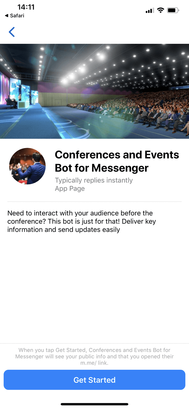 Conference Messenger bot screenshot