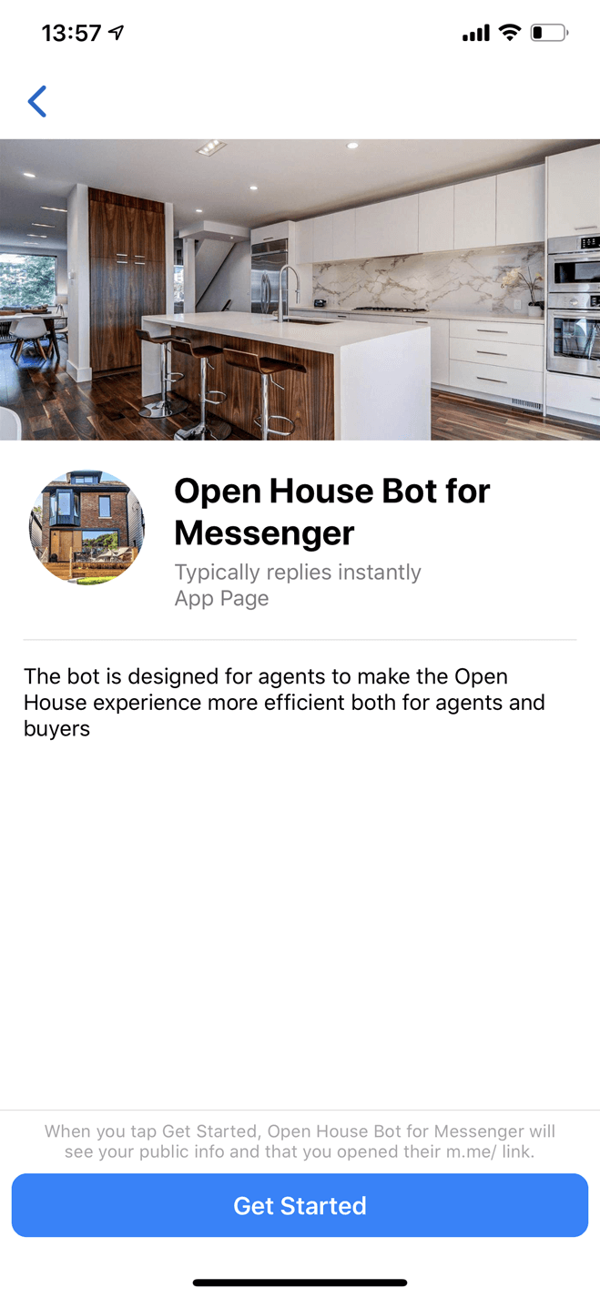 Open House Messenger bot screenshot
