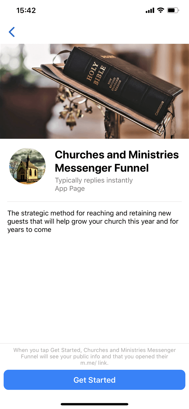 Churches and Ministries Messenger bot screenshot