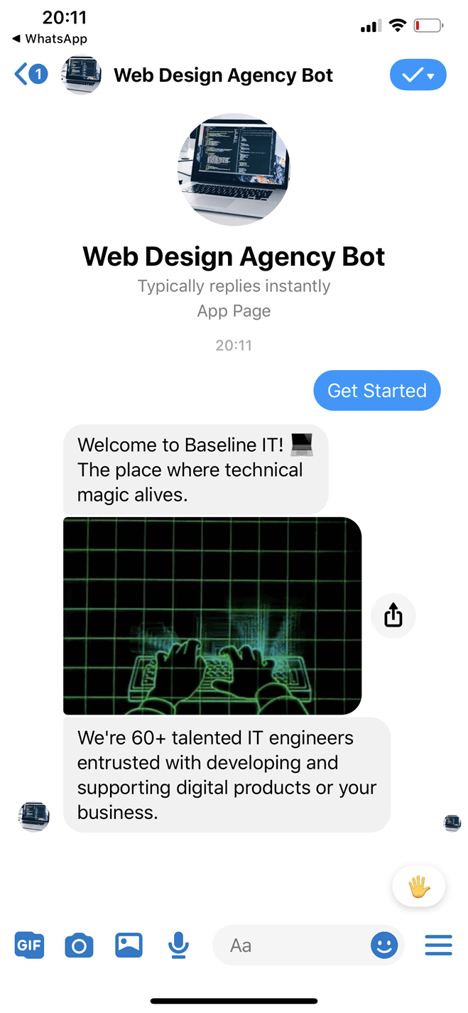 Web design agency Messenger bot screenshot