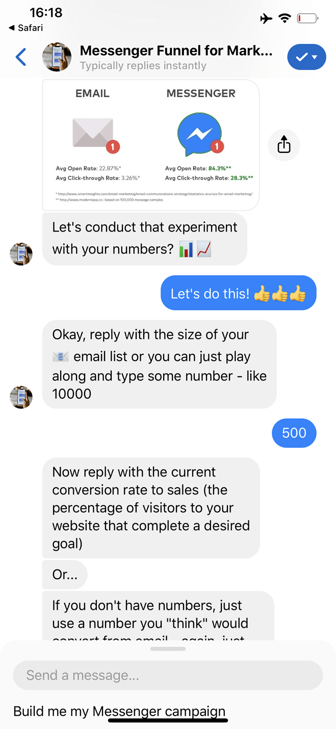 Messenger Marketing Agency Funnel Messenger bot screenshot