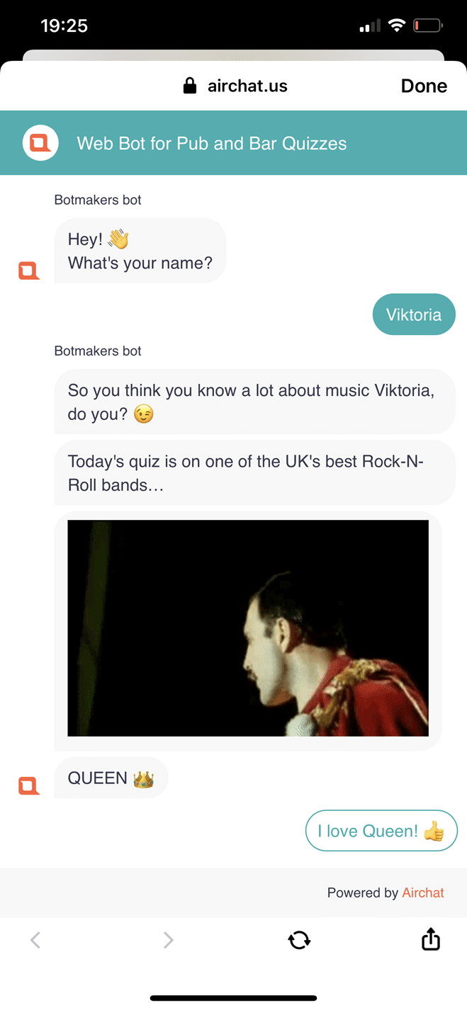 Quiz lead generation bot screenshot