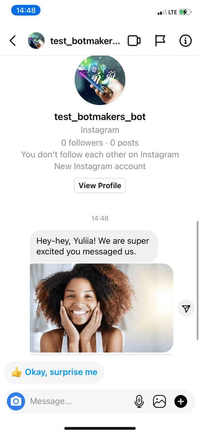 Instagram Bot for Marketing Agency Messenger bot screenshot
