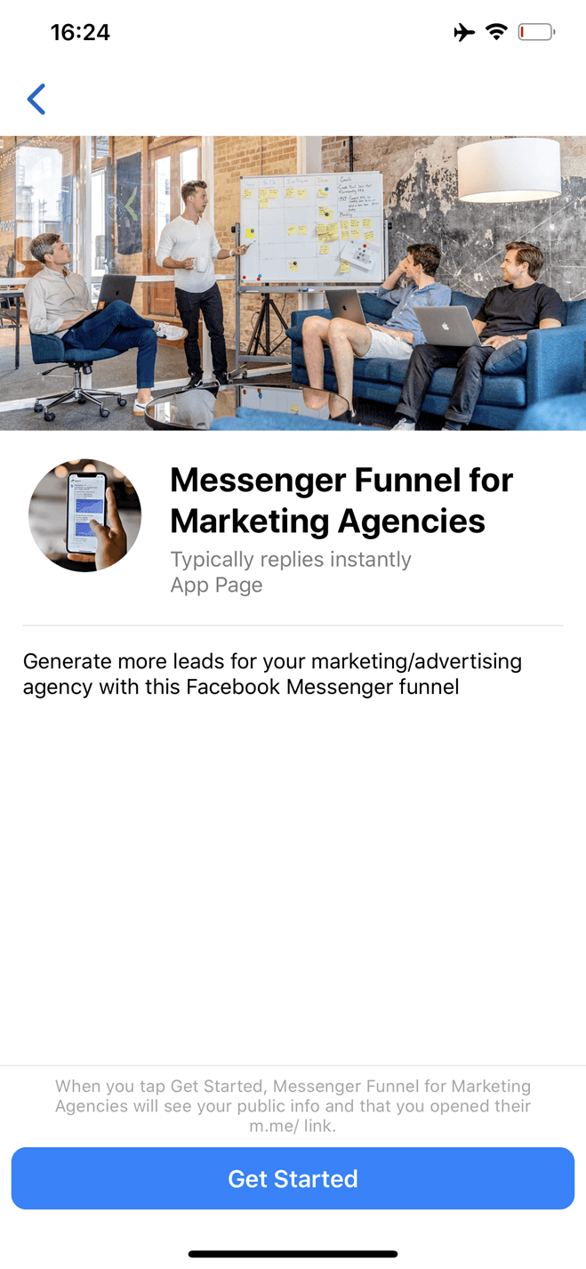 Messenger Marketing Agency Funnel for Messenger Messenger bot screenshot