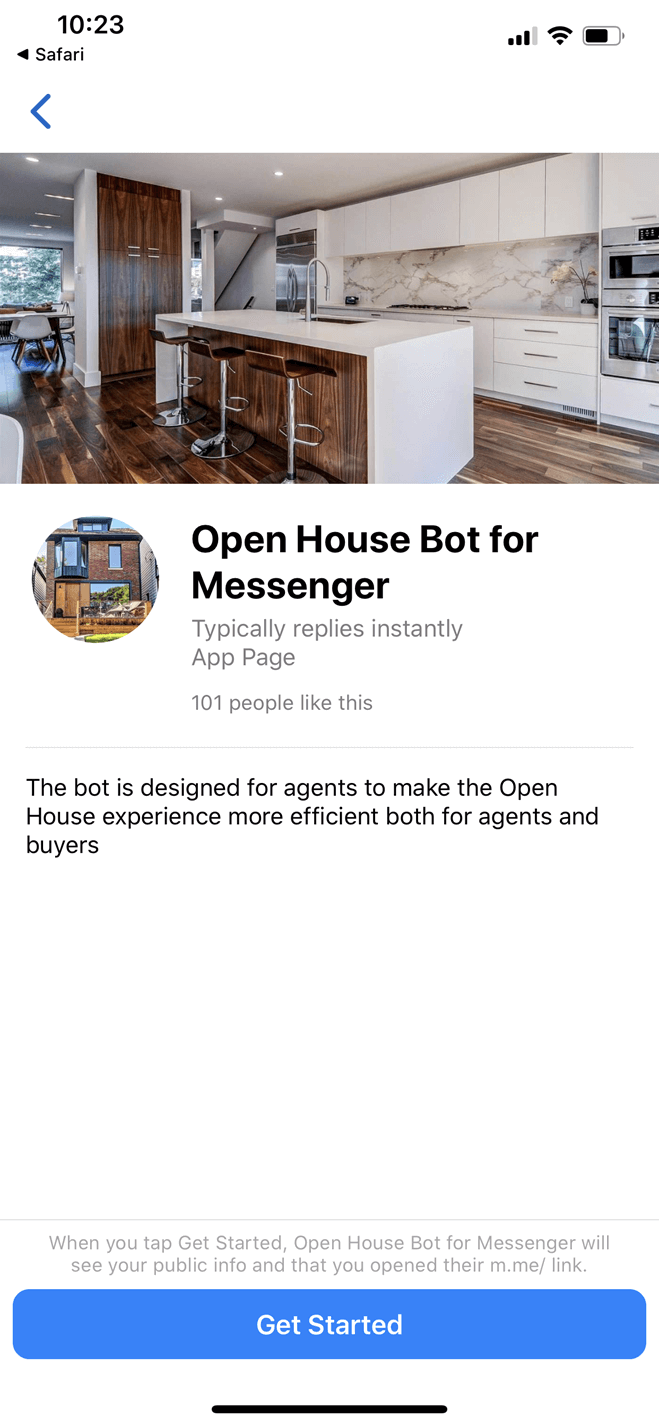 Casa Aberta Messenger bot screenshot