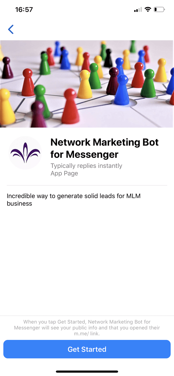 Network Marketing Messenger bot screenshot