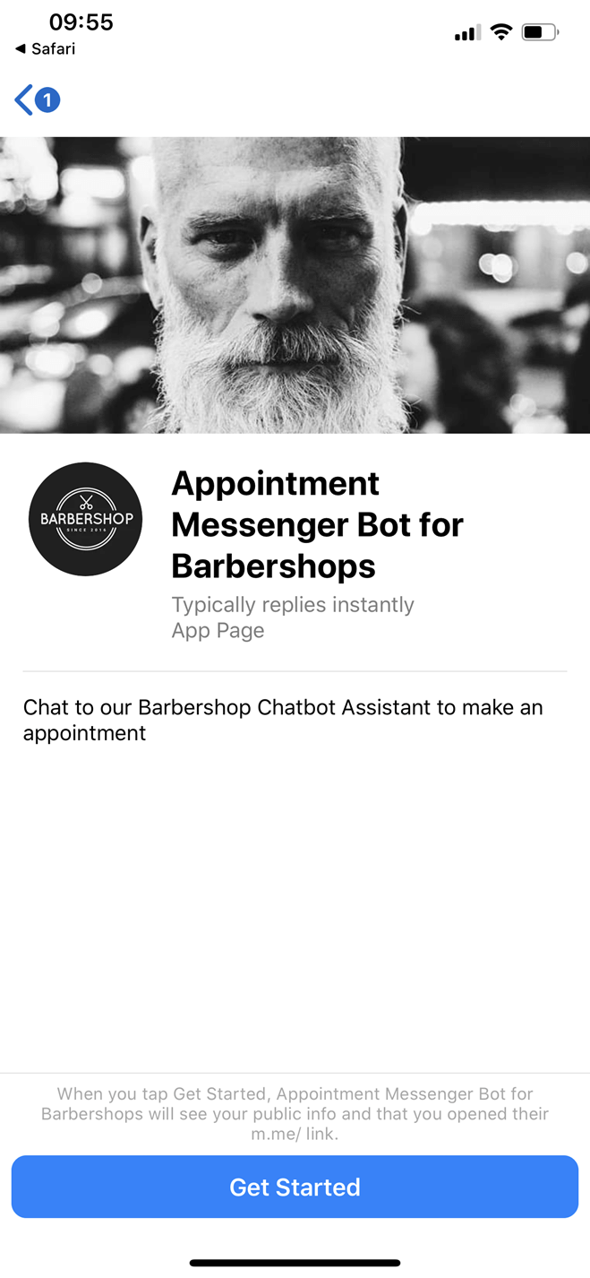 Appointment Bot for Barbershops Messenger bot screenshot