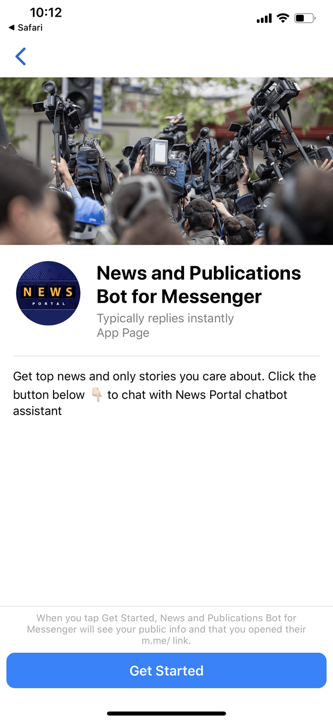 News Portal Messenger bot screenshot