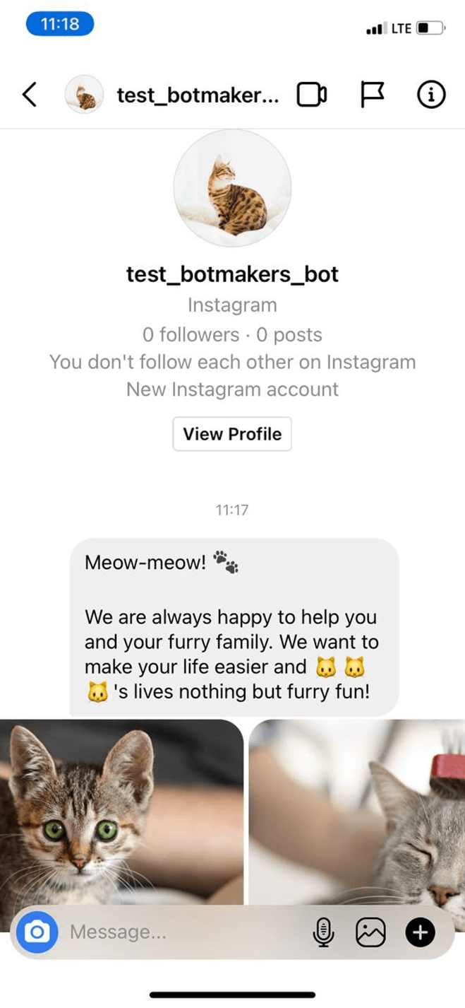Pet Care Service Messenger bot screenshot