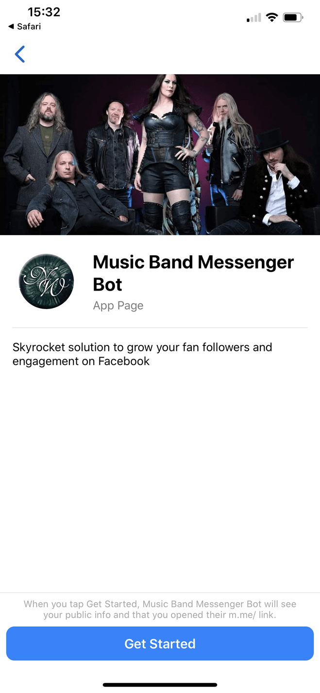 Music band Messenger bot screenshot