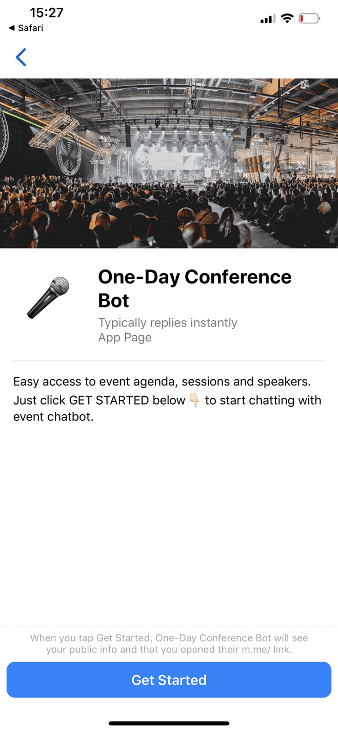 One-Day Event Messenger bot screenshot