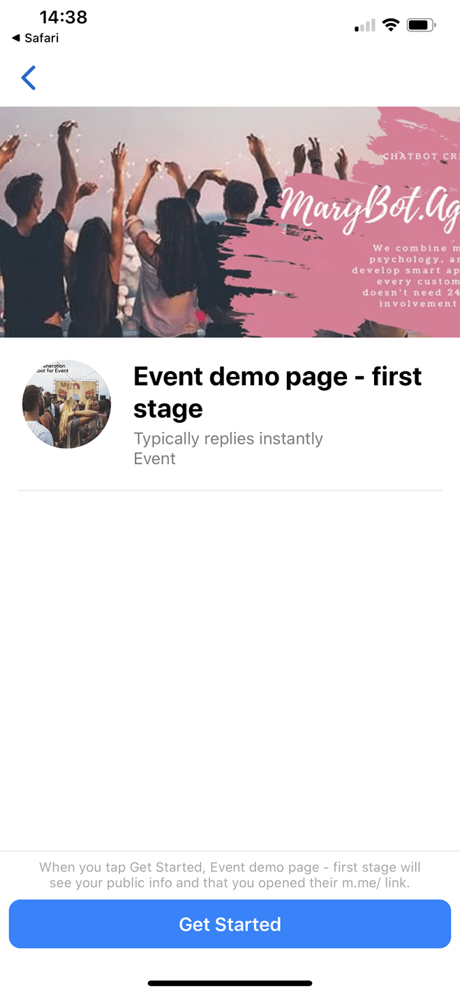 Lead Generation Event Chatbot Messenger bot screenshot
