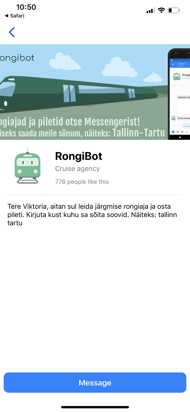RongiBot Messenger bot screenshot