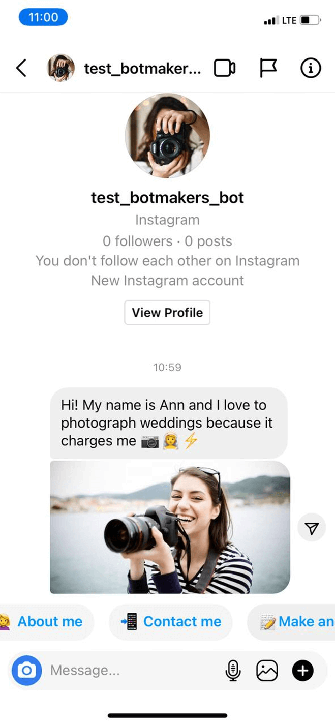 Photographer Messenger bot screenshot